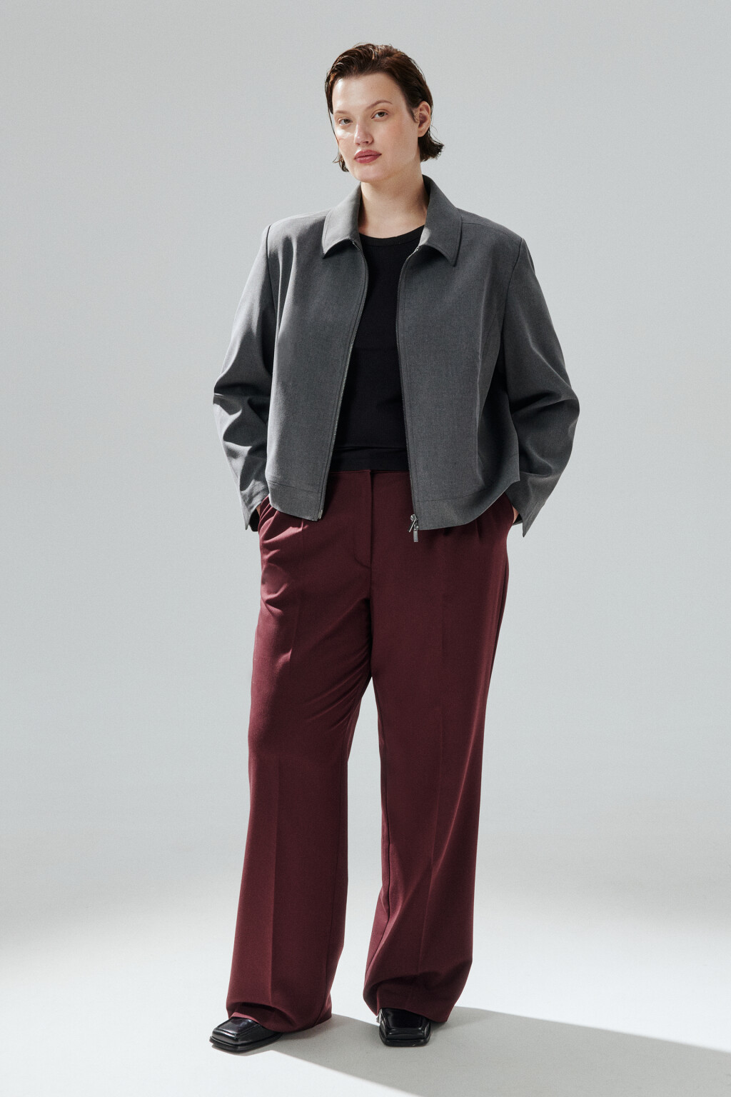 Брюки костюмные с низкой посадкой - цвет бордовый - 4