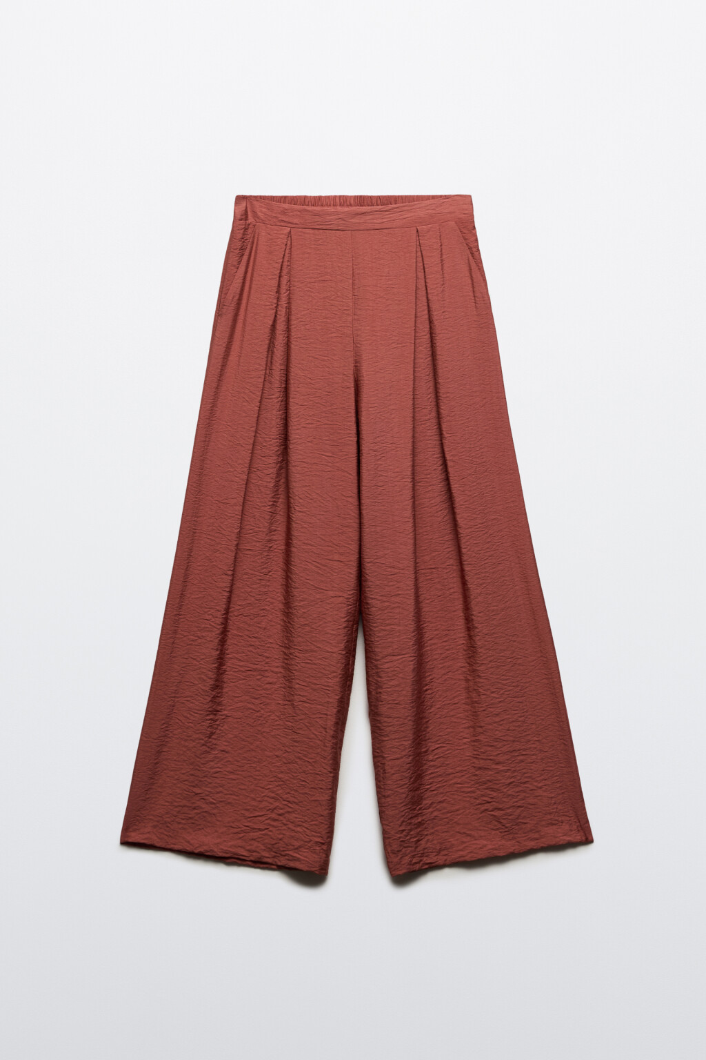 Брюки широкие из вискозной ткани - цвет красный - 7