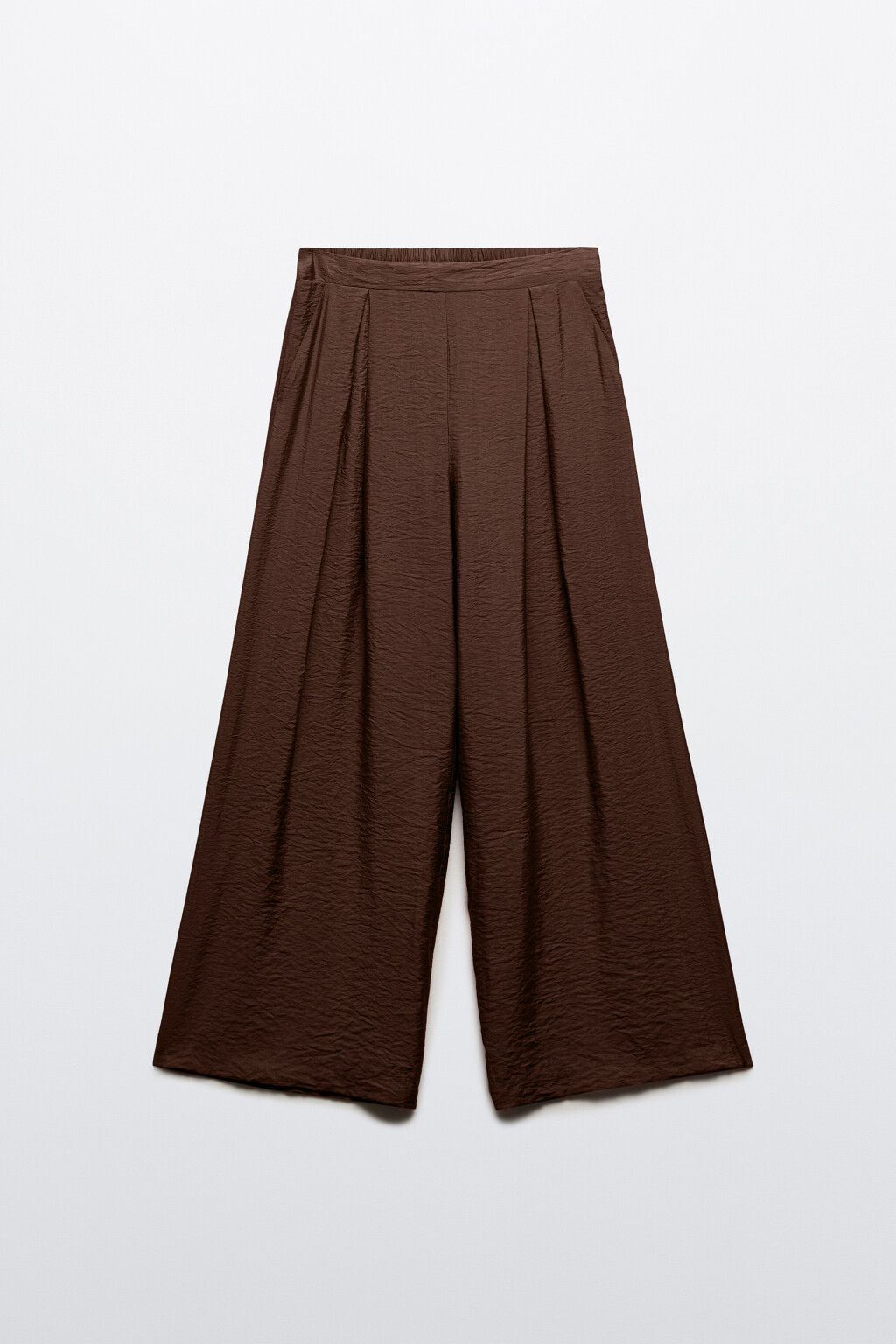Брюки широкие из вискозной ткани - цвет коричневый - 7