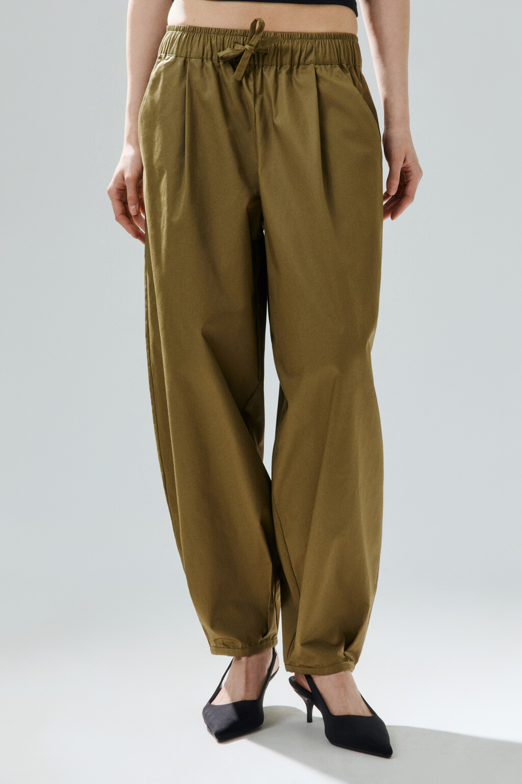 Брюки barrel fit из хлопка - цвет зеленый - 2