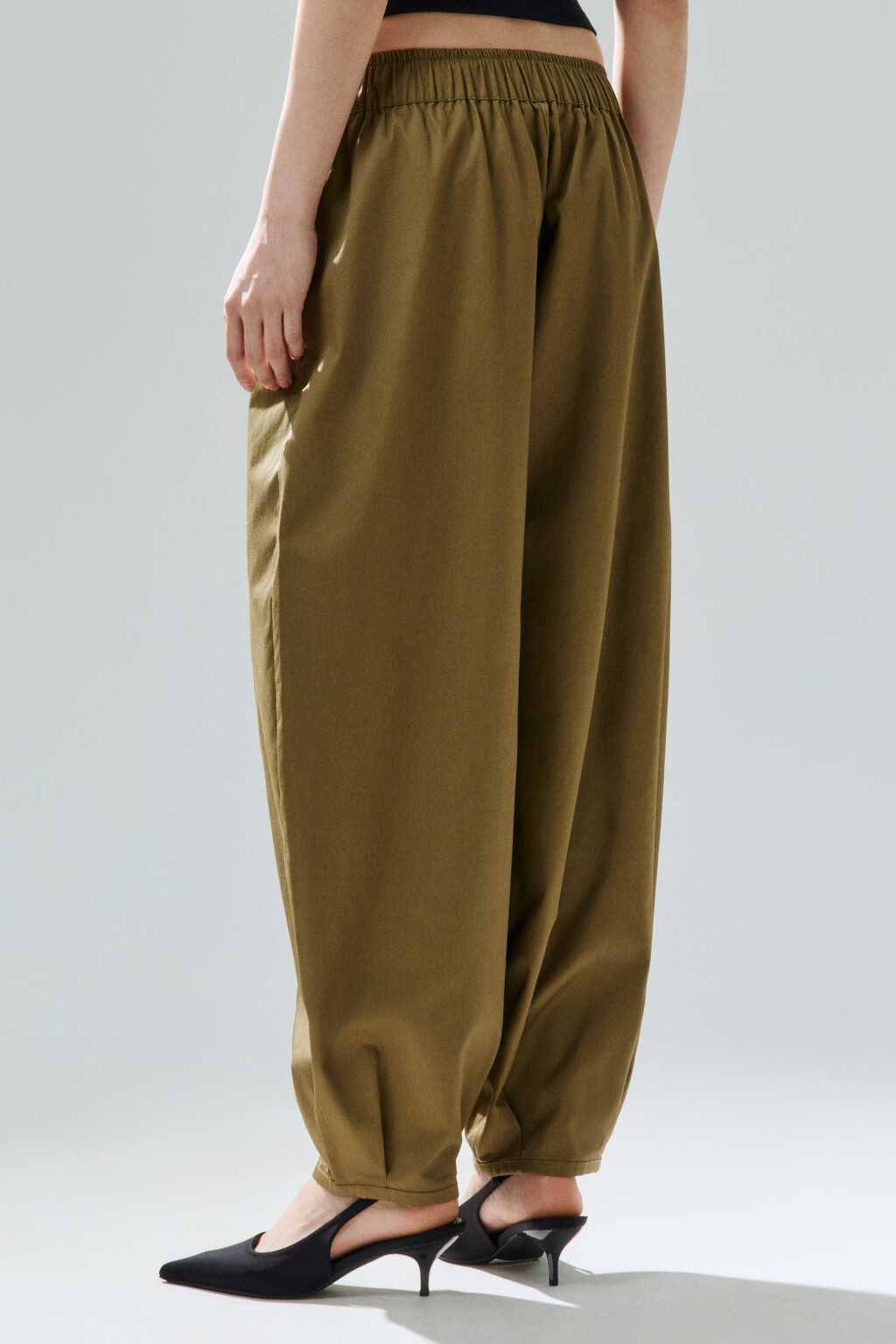 Брюки barrel fit из хлопка - цвет зеленый - 3