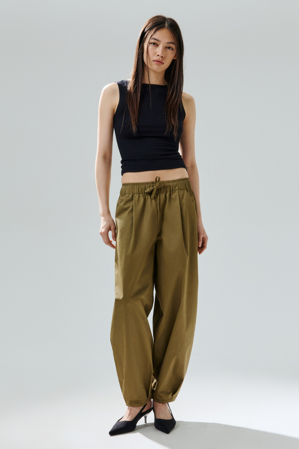 Брюки barrel fit из хлопка - цвет зеленый - 4