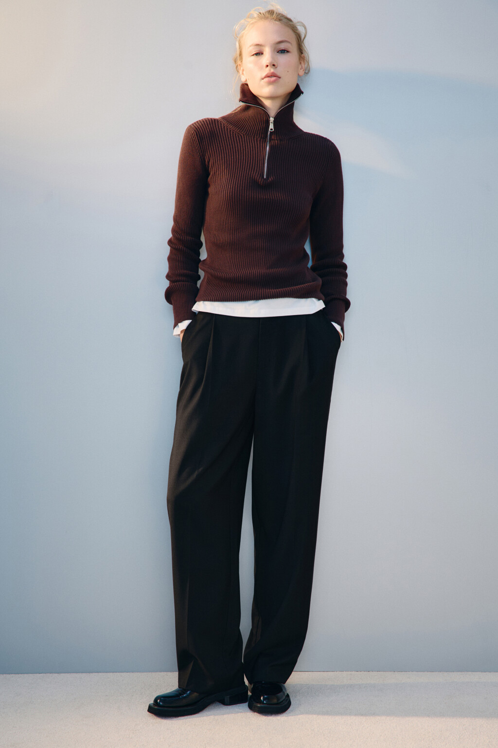 Брюки barrel fit широкие костюмные - цвет черный - 1