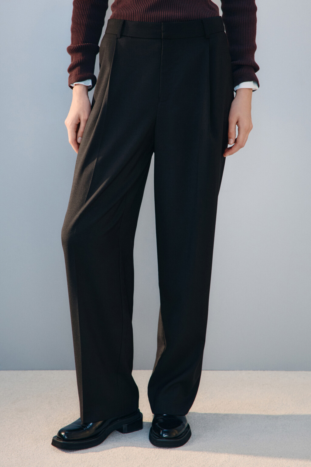 Брюки barrel fit широкие костюмные - цвет черный - 2