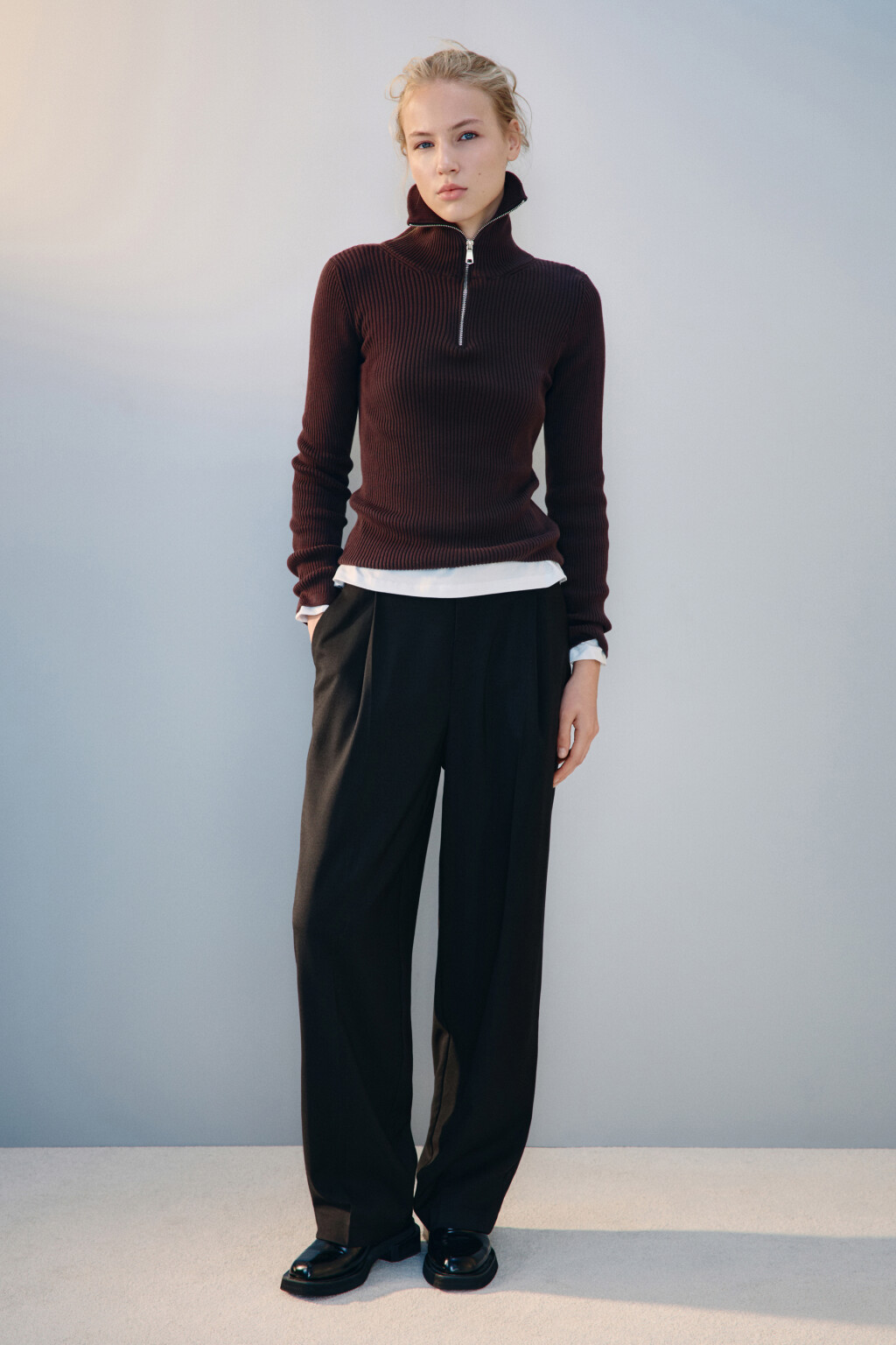 Брюки barrel fit широкие костюмные - цвет черный - 4