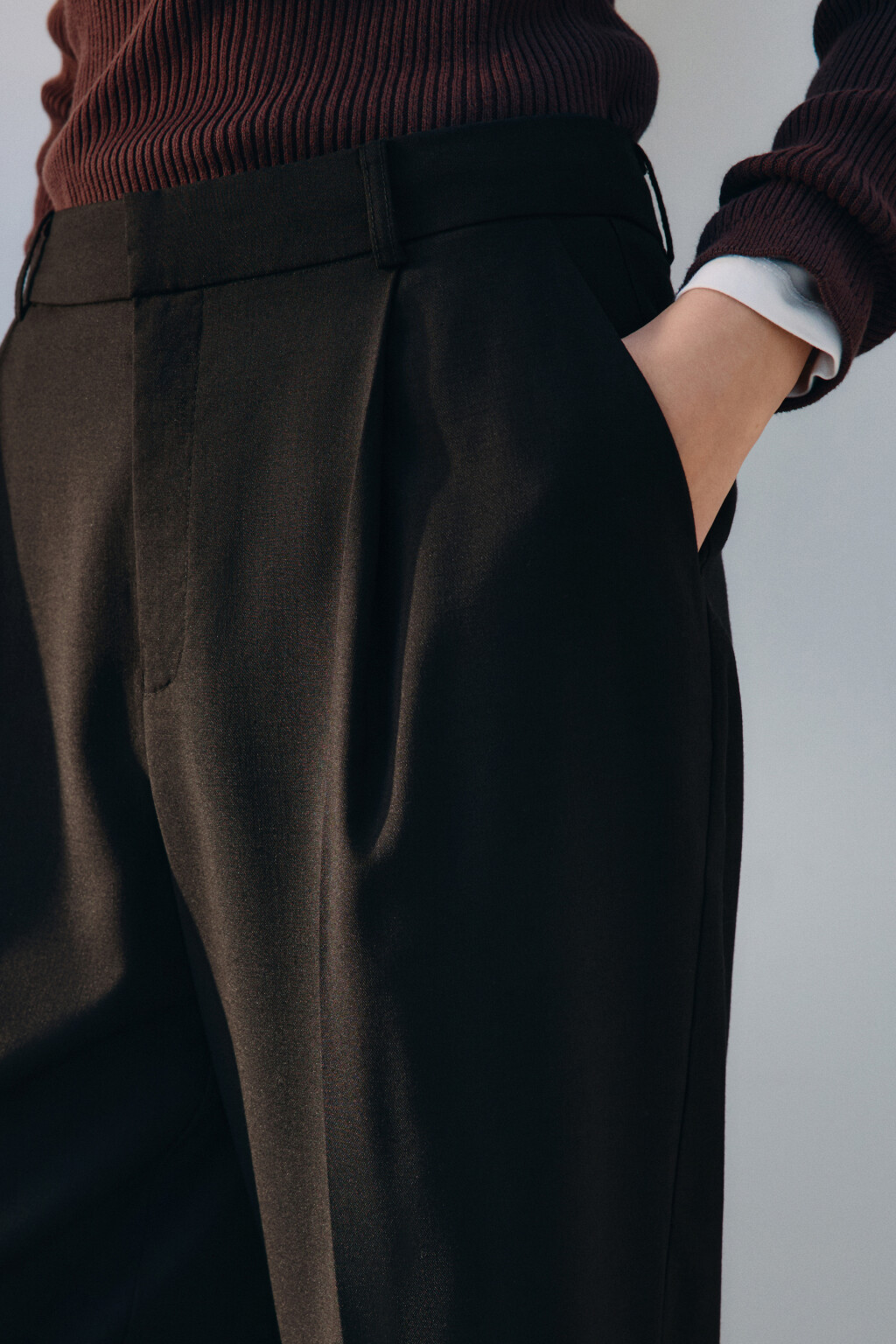 Брюки barrel fit широкие костюмные - цвет черный - 5