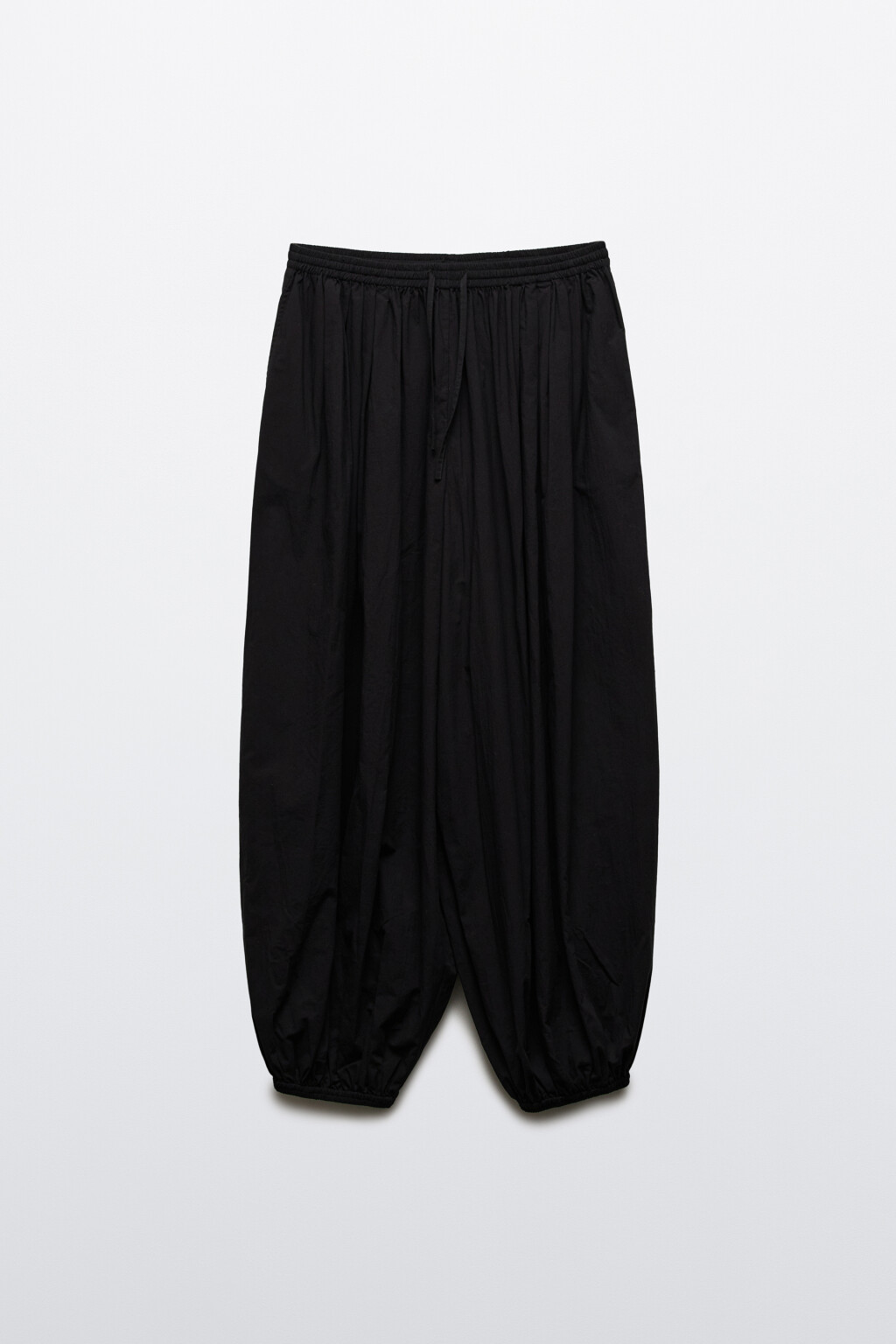 Брюки-аладдины из хлопка - цвет черный - 8