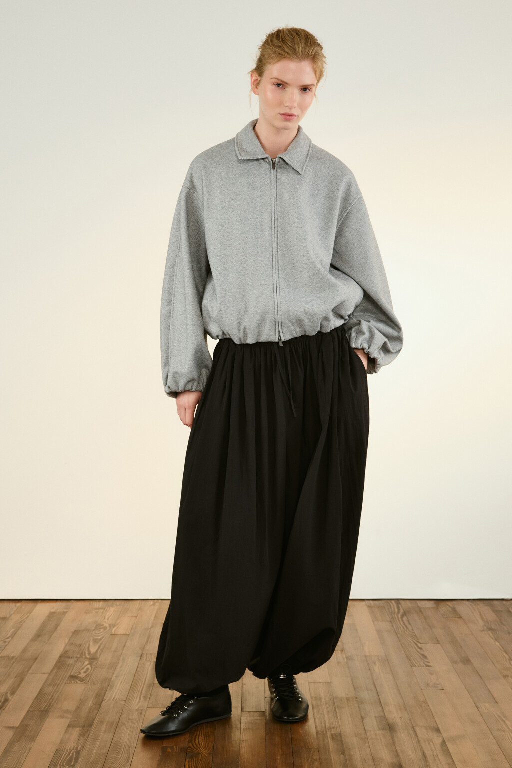 Брюки-аладдины широкие из хлопка - цвет черный - 2