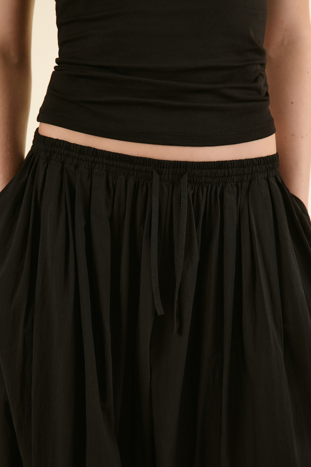 Брюки-аладдины широкие из хлопка - цвет черный - 5