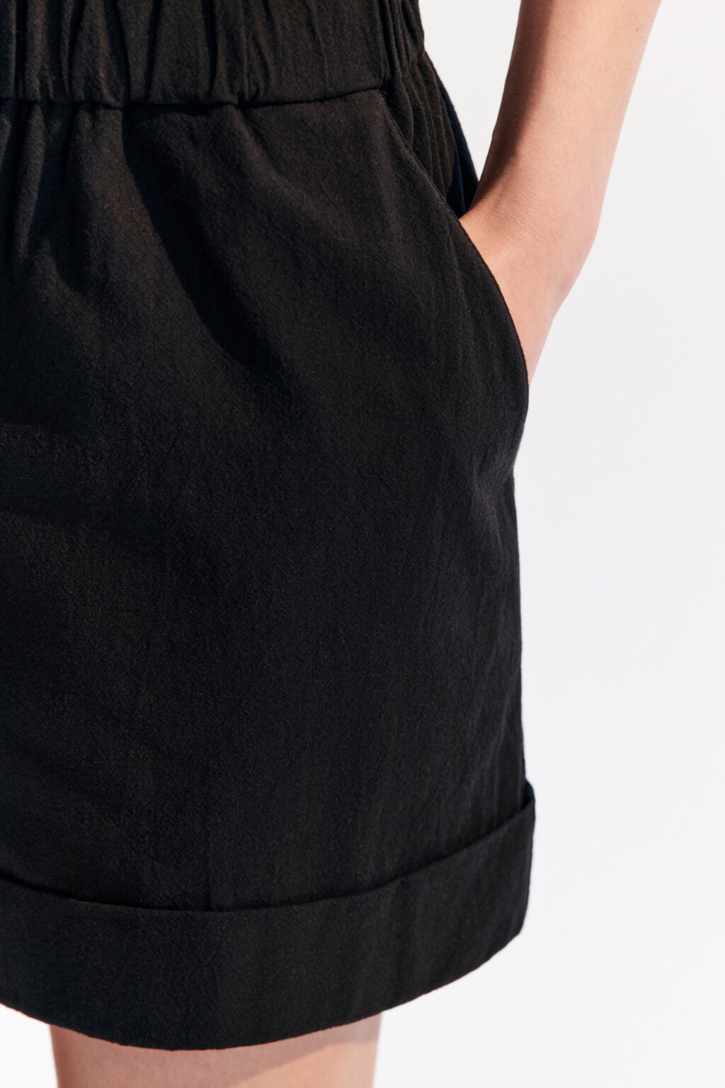 Шорты хлопковые с поясом-резинкой - цвет черный - 7