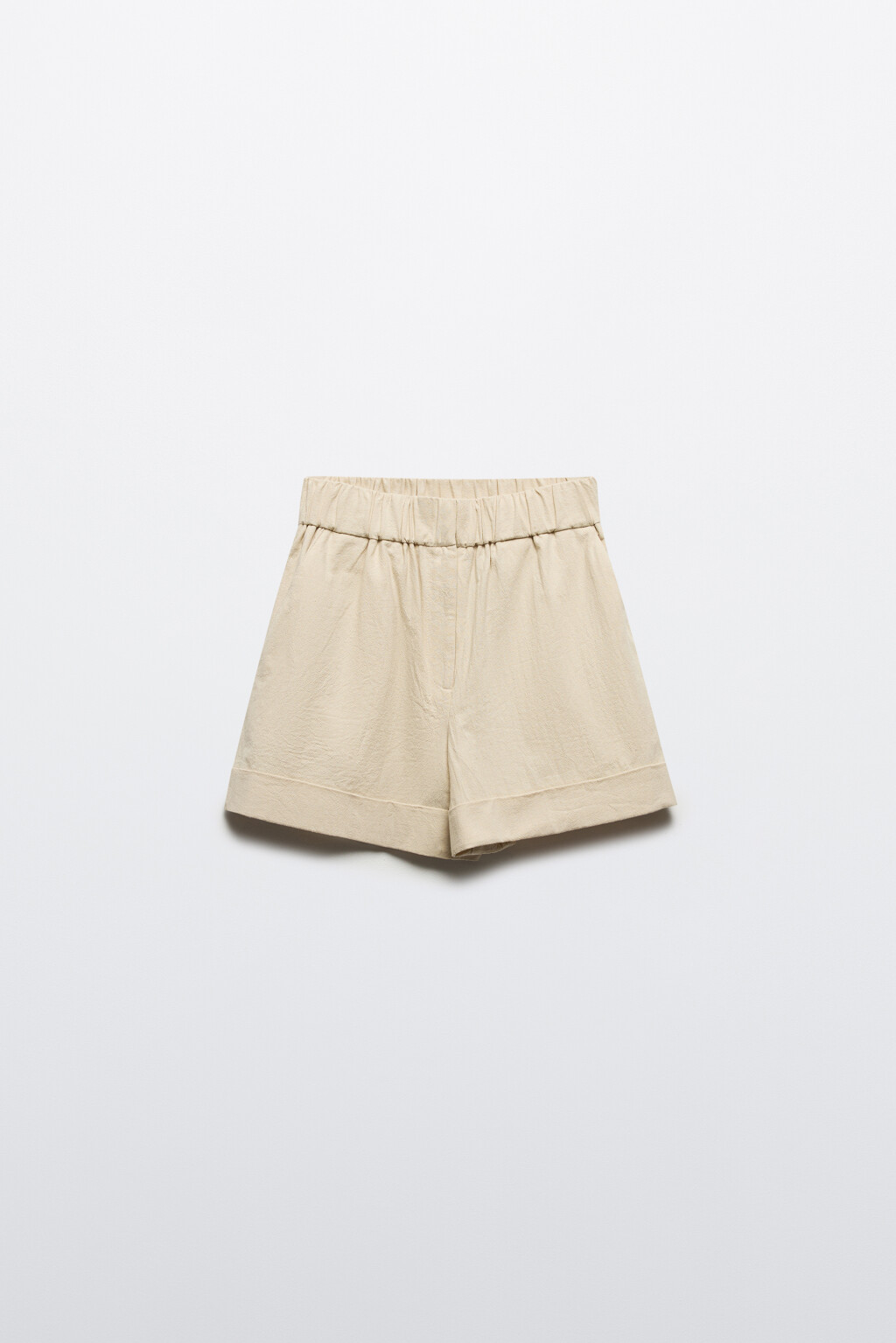 Шорты хлопковые с поясом-резинкой - цвет бежевый - 8
