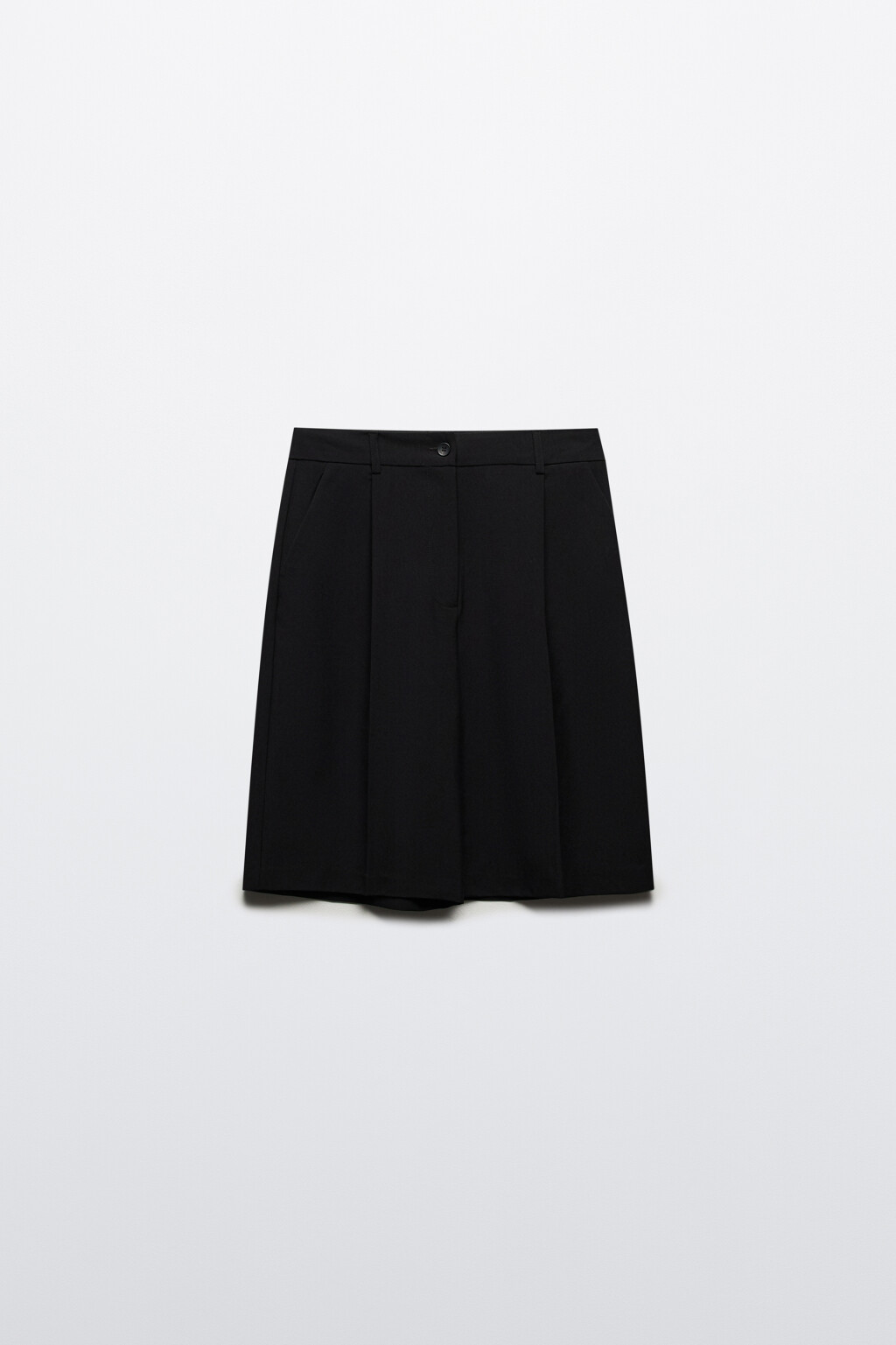 Шорты-бермуды костюмные со складками - цвет черный - 8