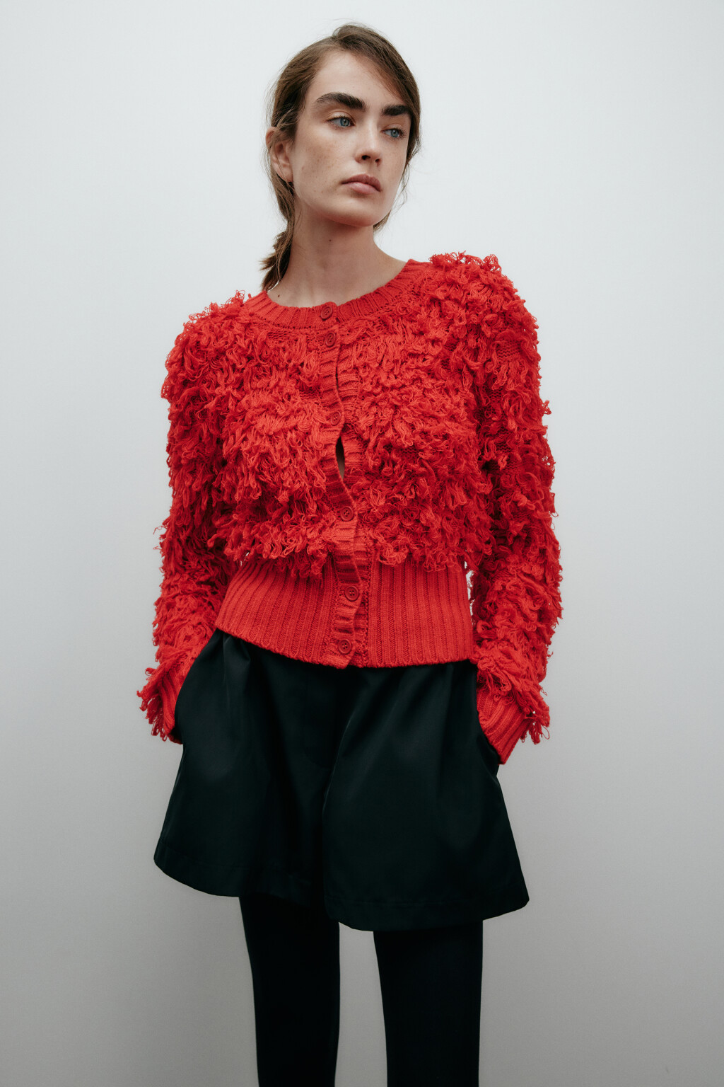 Шорты широкие из нейлона - цвет черный - 1