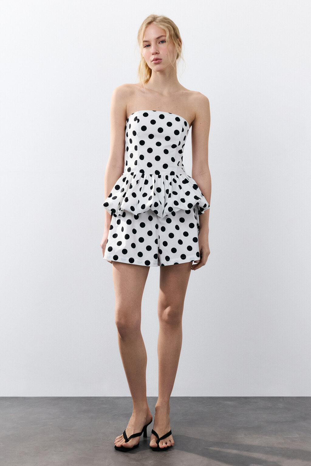 Шорты хлопковые в крупный горох - цвет белый - 5