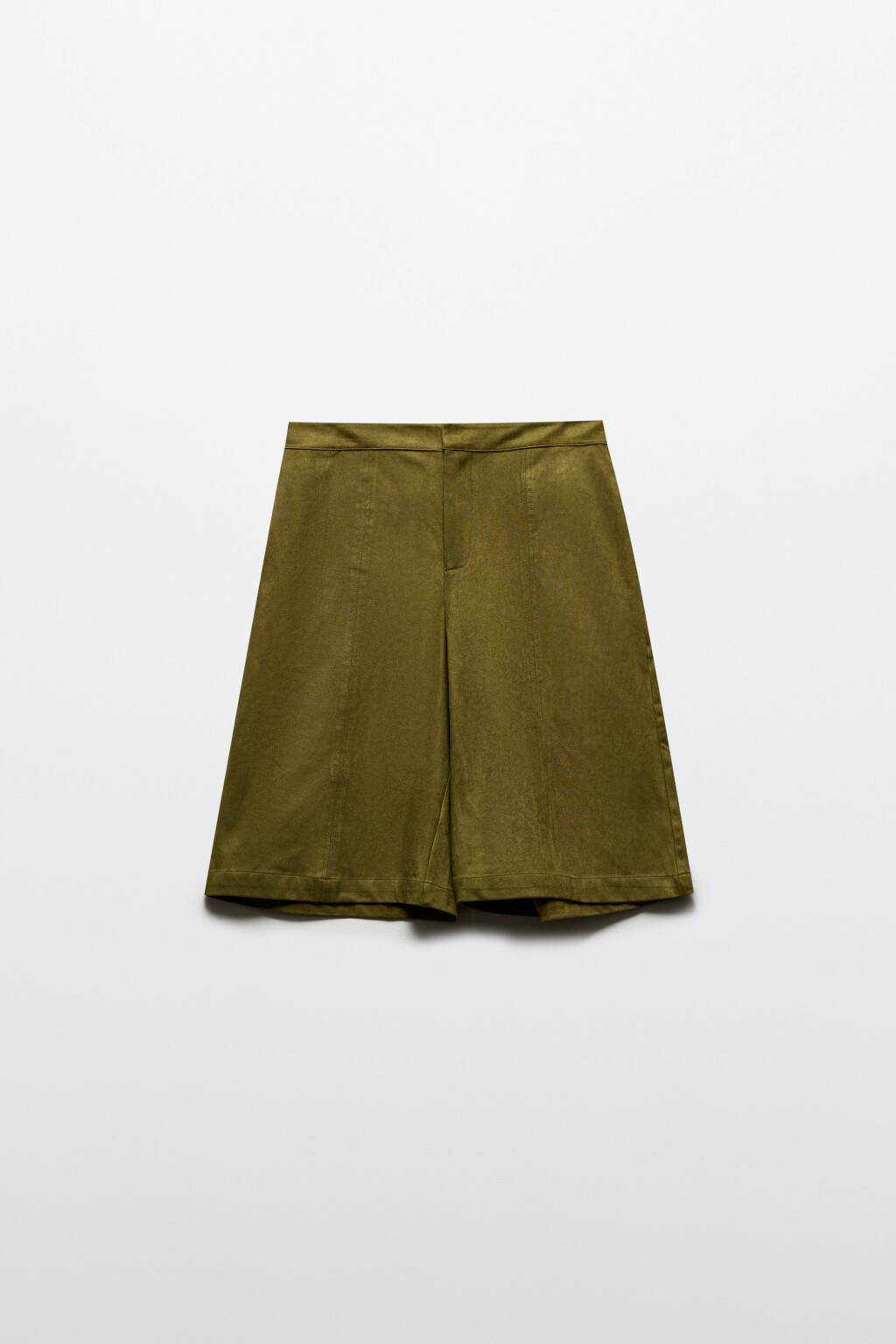 Шорты-бермуды с замшевой фактурой - цвет зеленый - 8