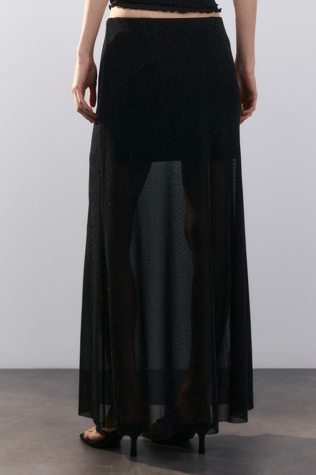 Юбка-годе макси с люрексом - цвет черный - 4