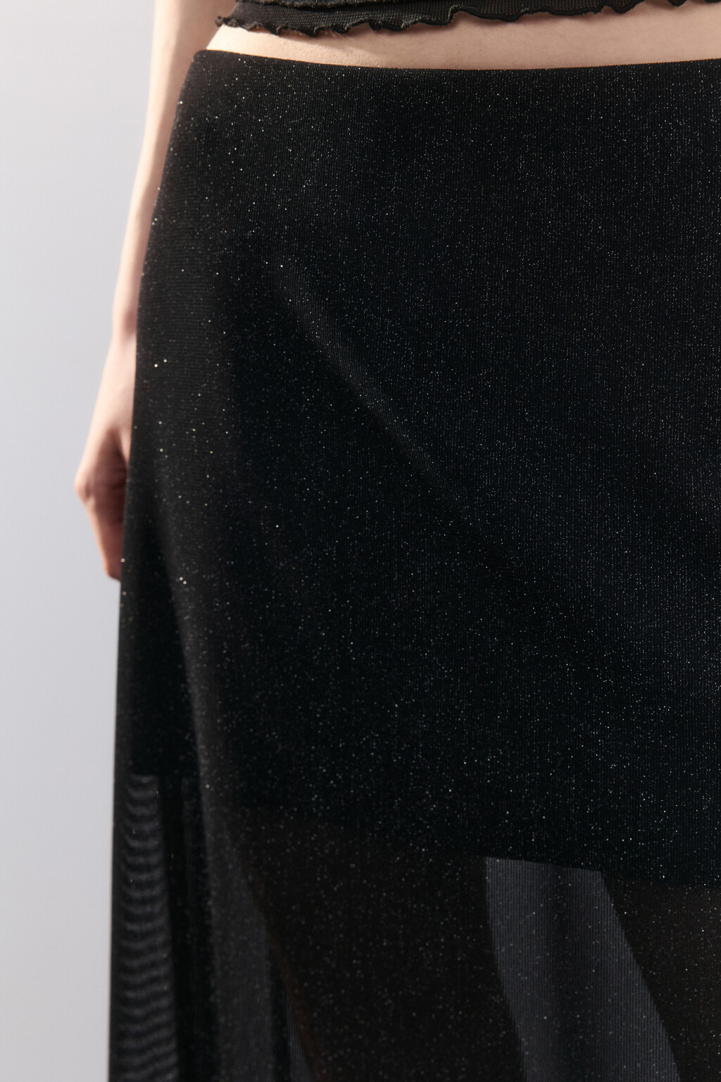 Юбка-годе макси с люрексом - цвет черный - 6