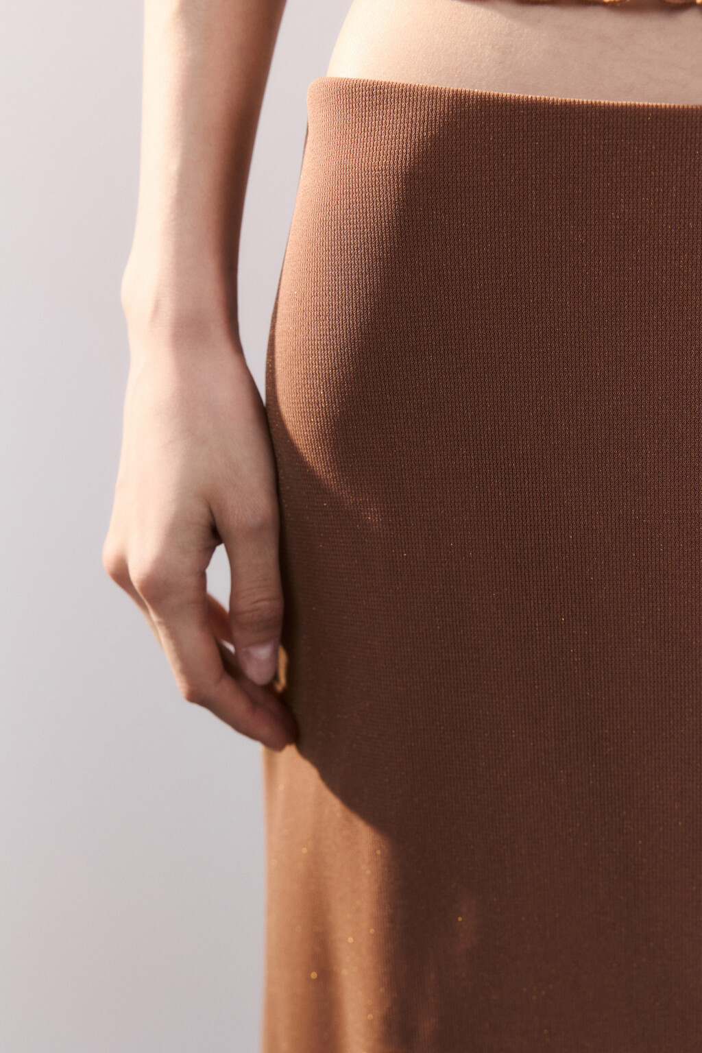 Юбка-годе макси с люрексом - цвет бежевый - 5