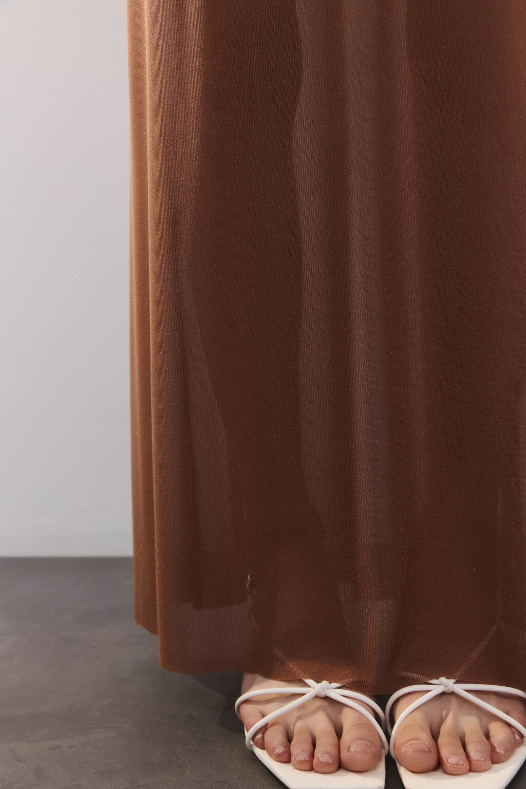 Юбка-годе макси с люрексом - цвет бежевый - 6