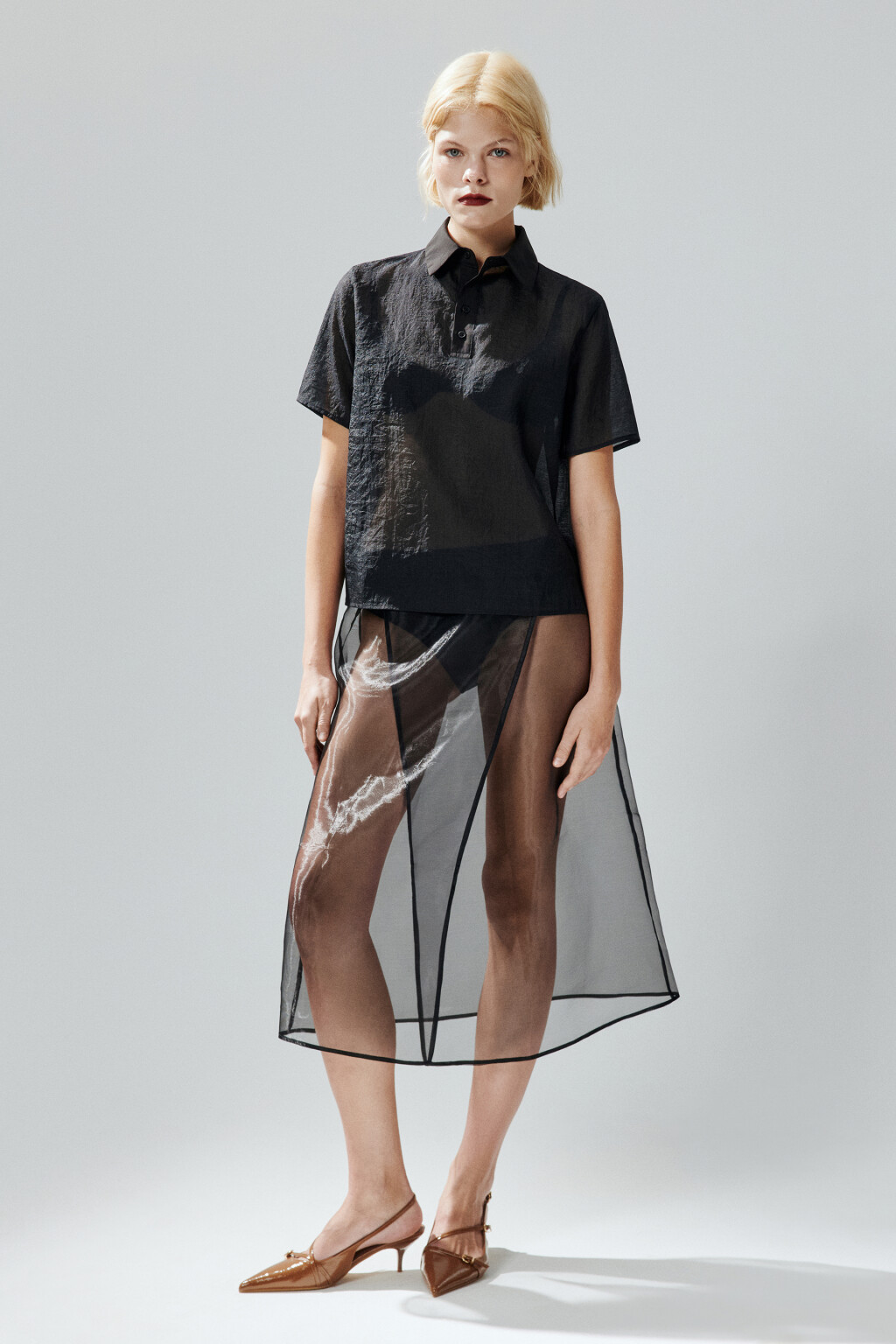 Юбка миди прозрачная на запах - цвет черный - 5