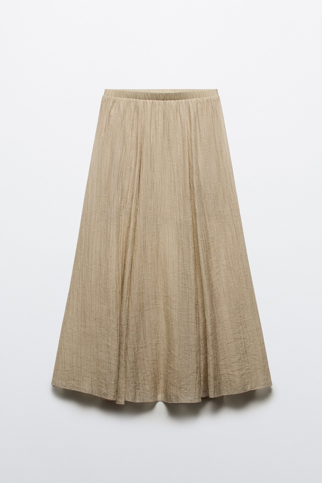 Юбка-трапеция макси из жатой ткани - цвет бежевый - 8
