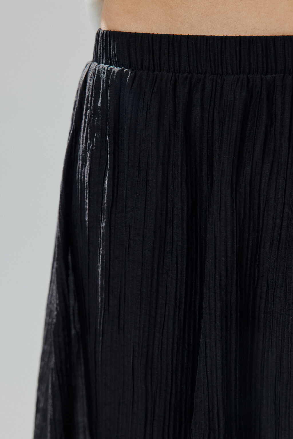 Юбка-трапеция макси из жатой ткани - цвет черный - 5