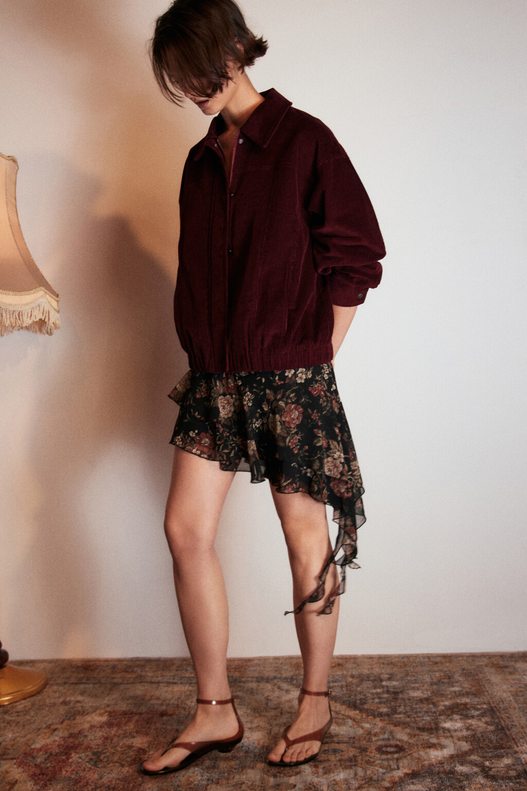 Юбка мини асимметричная с принтом - цвет черный - 1