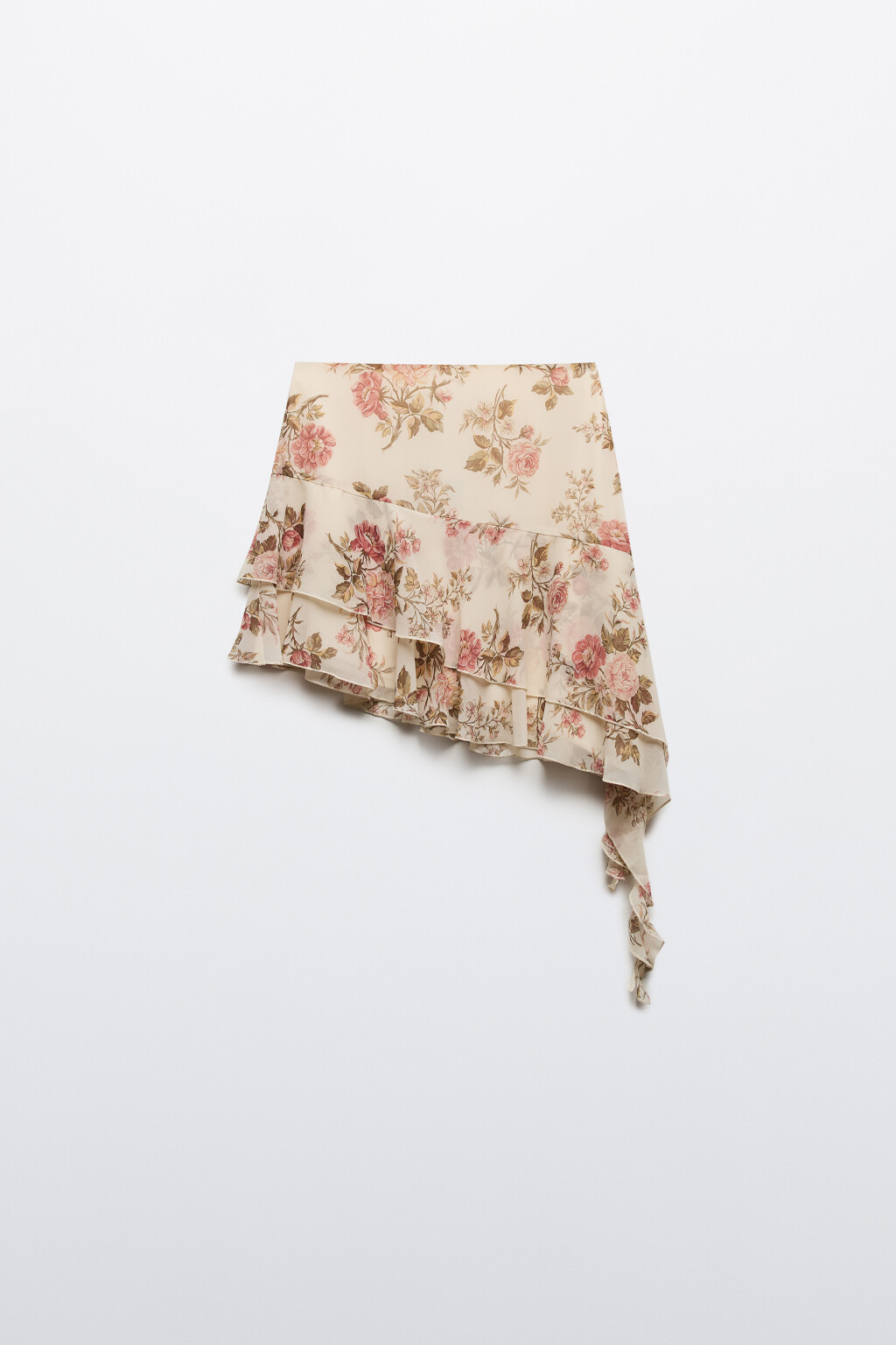 Юбка мини асимметричная с принтом - цвет бежевый - 8