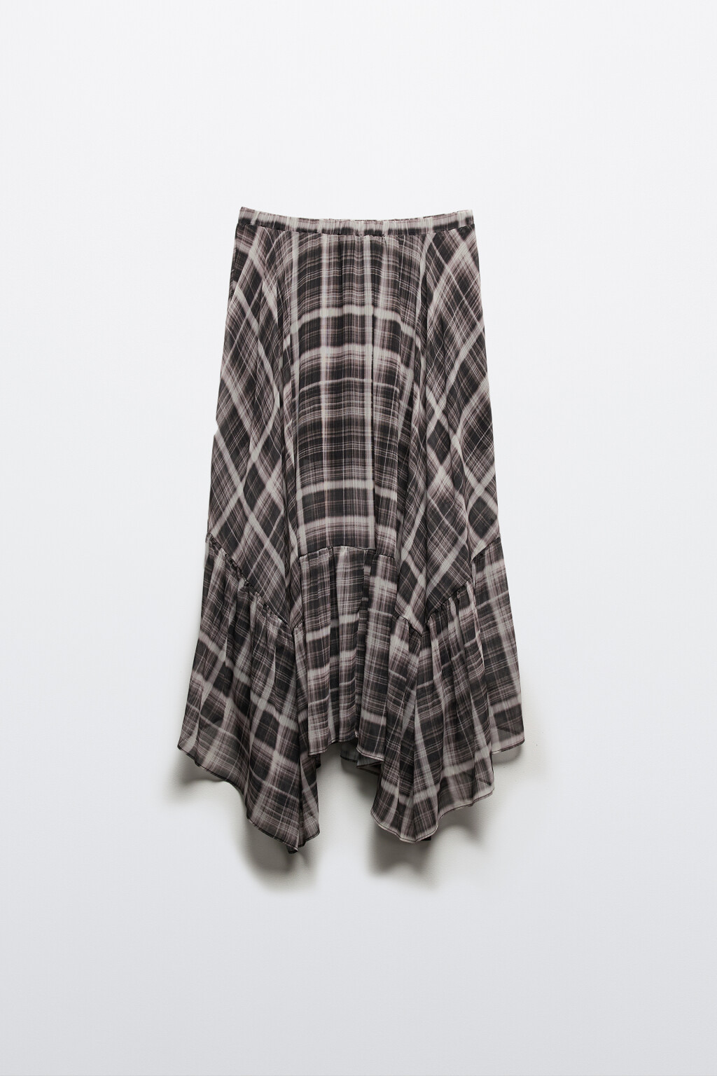 Юбка миди асимметричная в клетку - цвет коричневый - 8