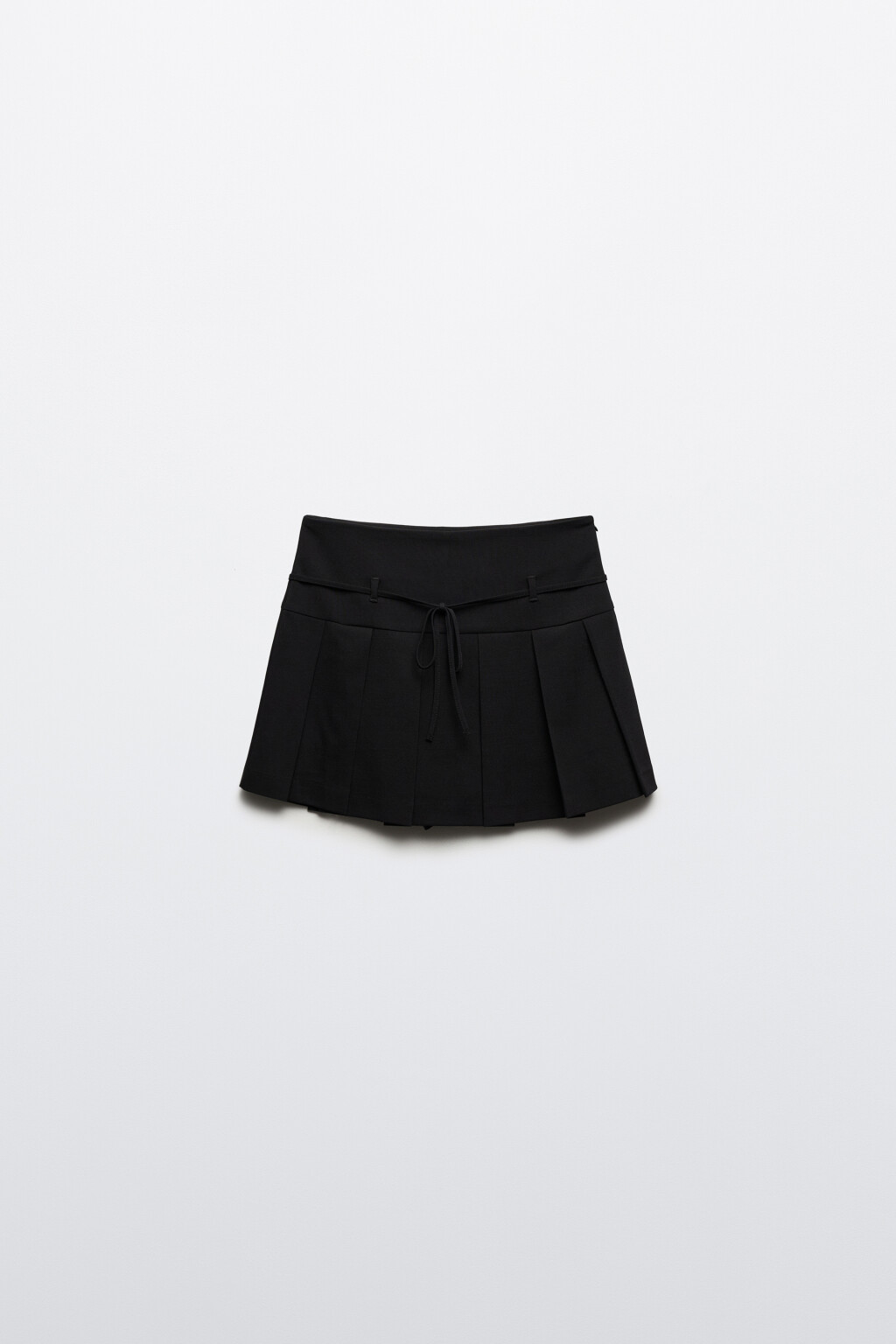 Юбка-шорты в складку с пояском - цвет черный - 8