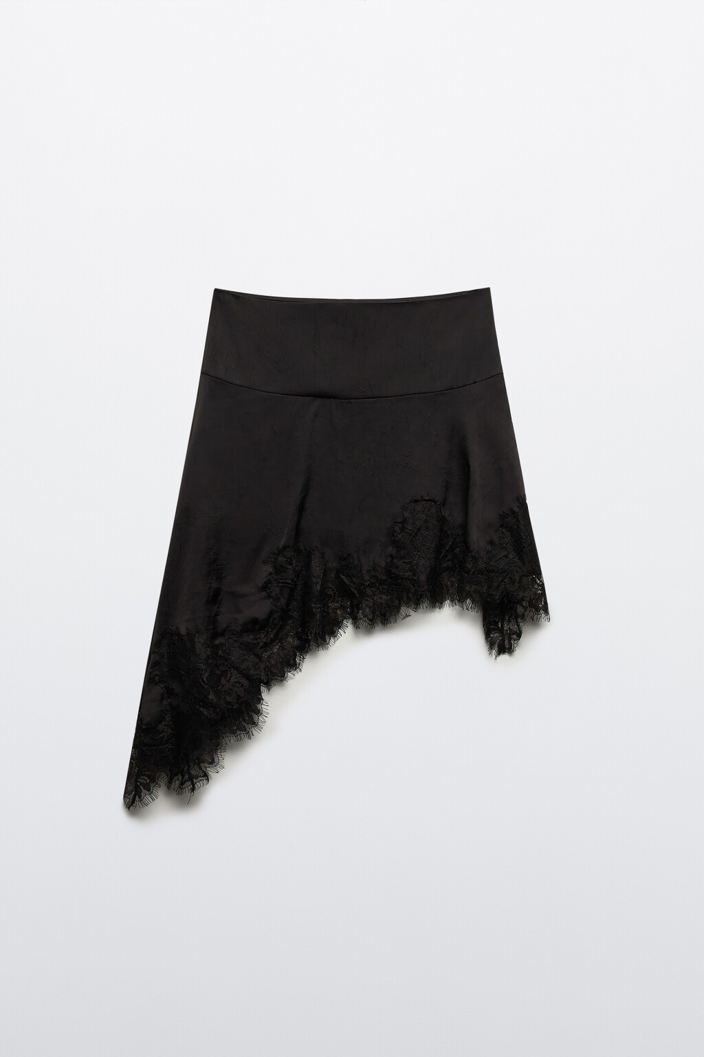 Юбка асимметричная с кружевом - цвет черный - 7