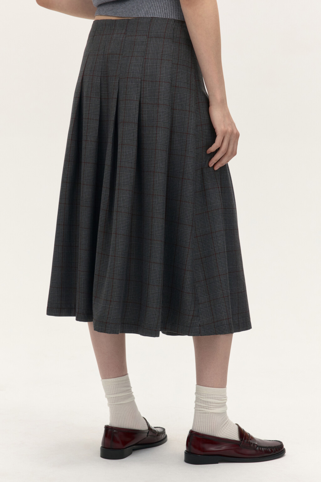 Юбка миди в складку с разрезом - цвет серый - 3