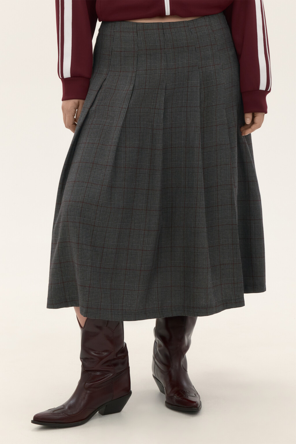 Юбка миди в складку с разрезом - цвет серый - 2