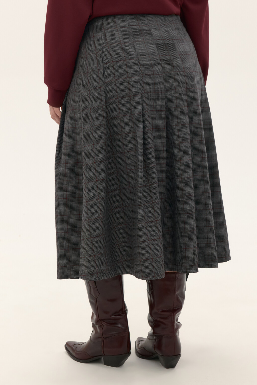 Юбка миди в складку с разрезом - цвет серый - 3