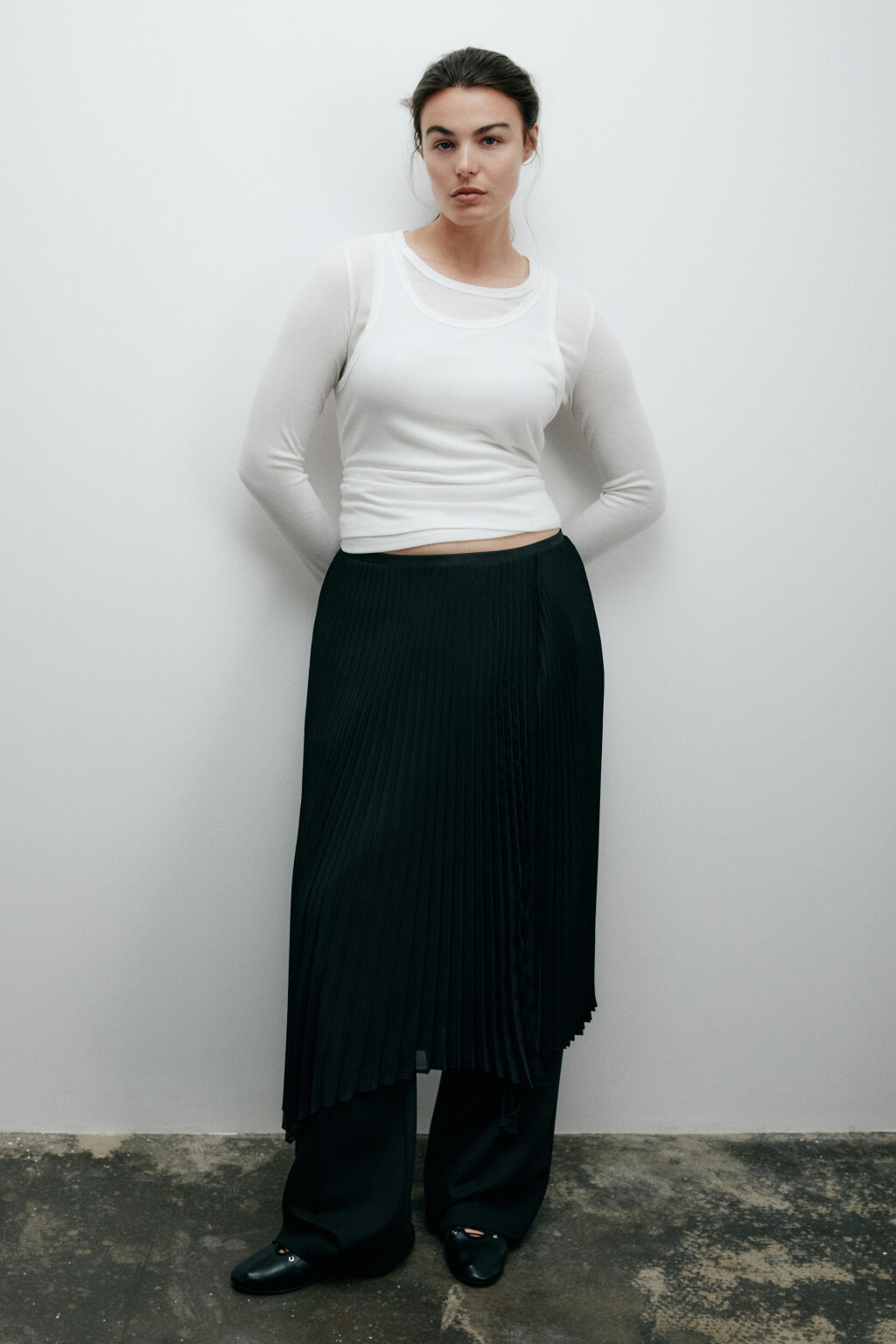 Юбка миди асимметричная с запахом - цвет черный - 2