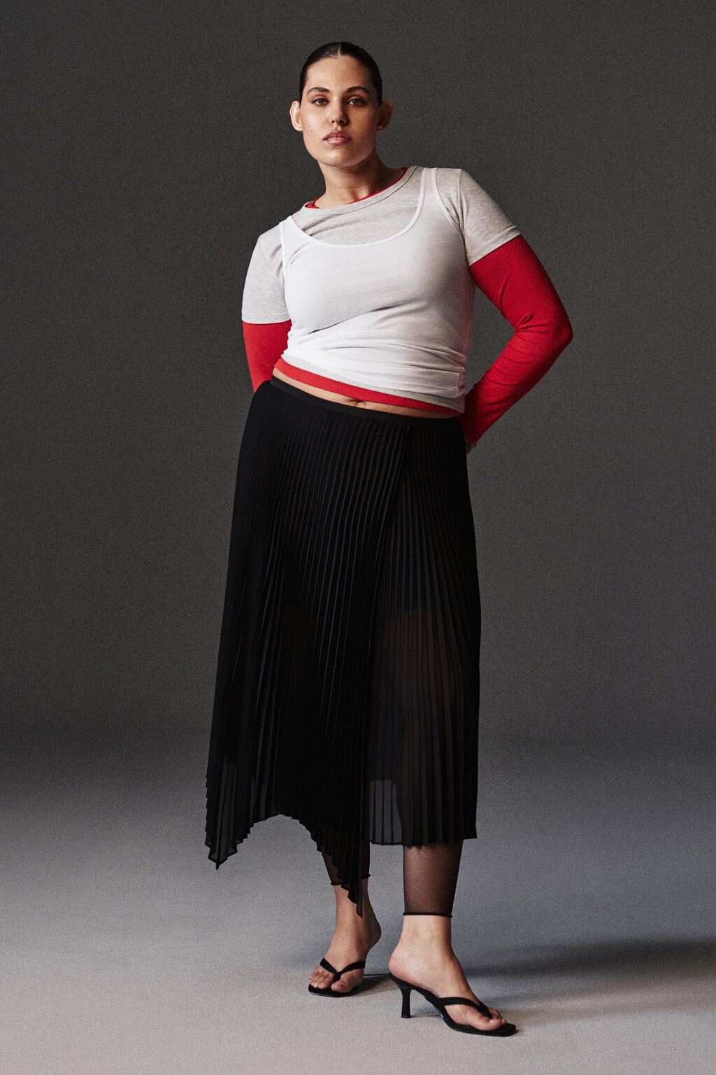 Юбка миди асимметричная с запахом - цвет черный - 8