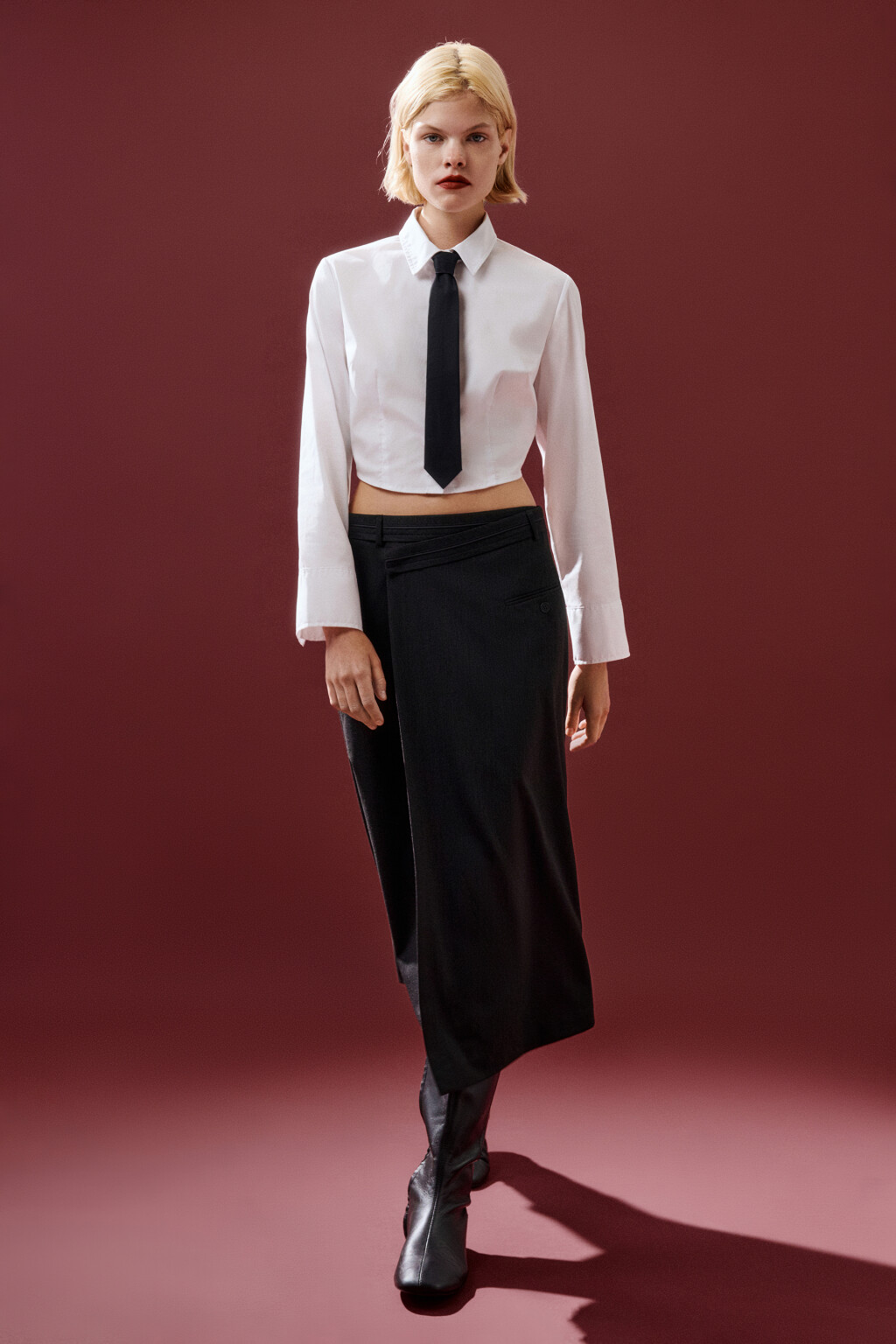 Юбка миди костюмная на запах - цвет серый - 1