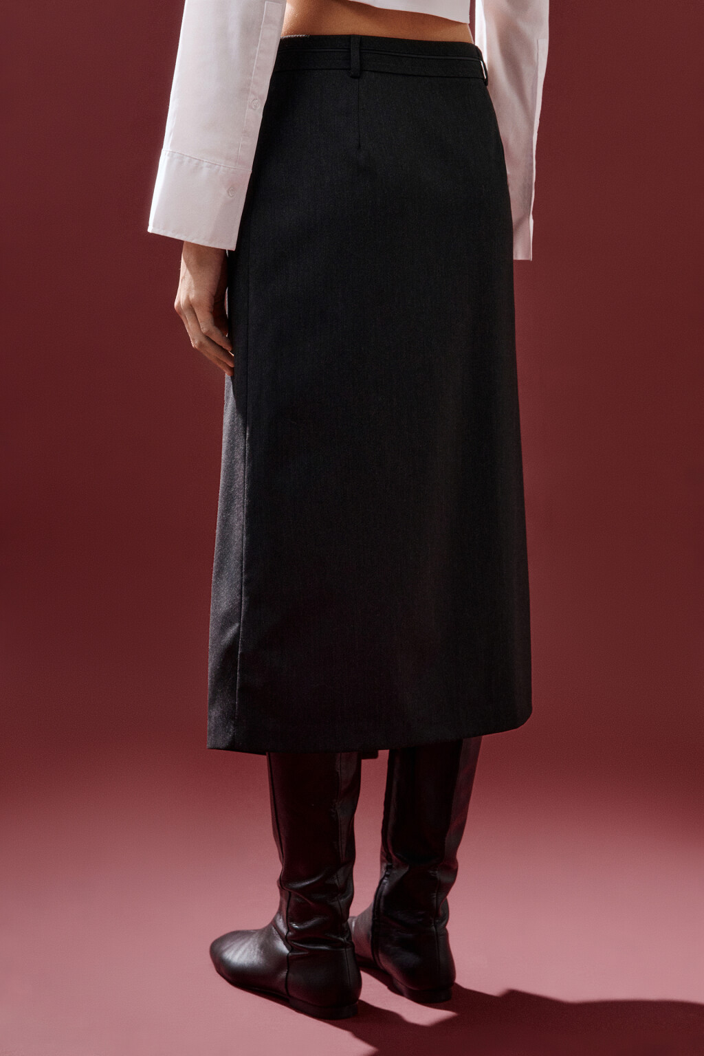 Юбка миди костюмная на запах - цвет серый - 4