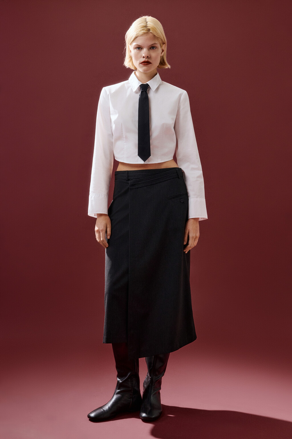 Юбка миди костюмная на запах - цвет серый - 5