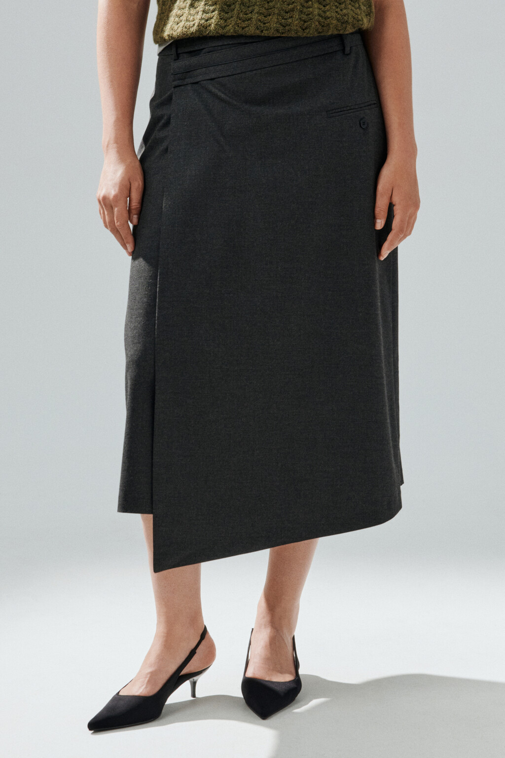 Юбка миди костюмная на запах - цвет серый - 2
