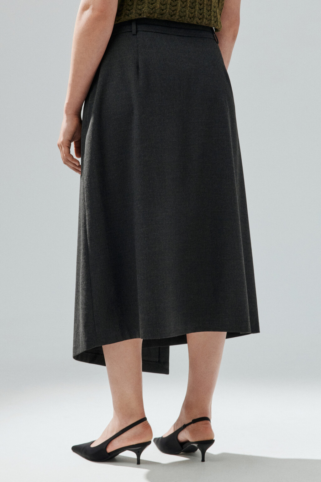 Юбка миди костюмная на запах - цвет серый - 3