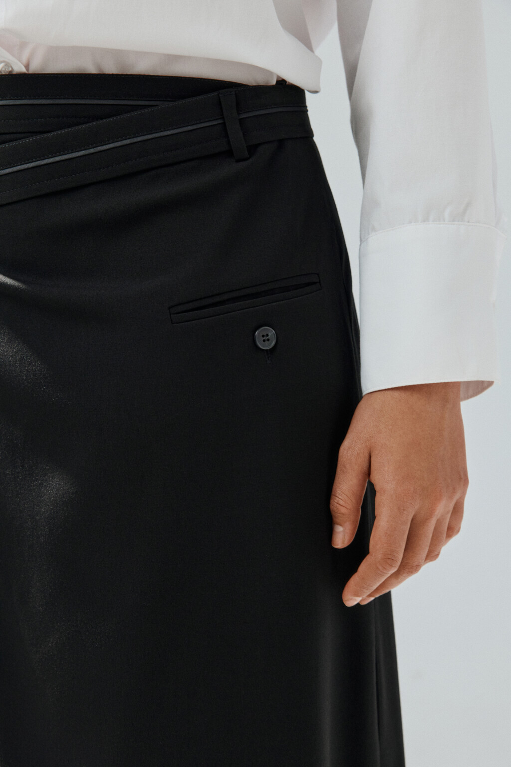 Юбка миди костюмная на запах - цвет черный - 6