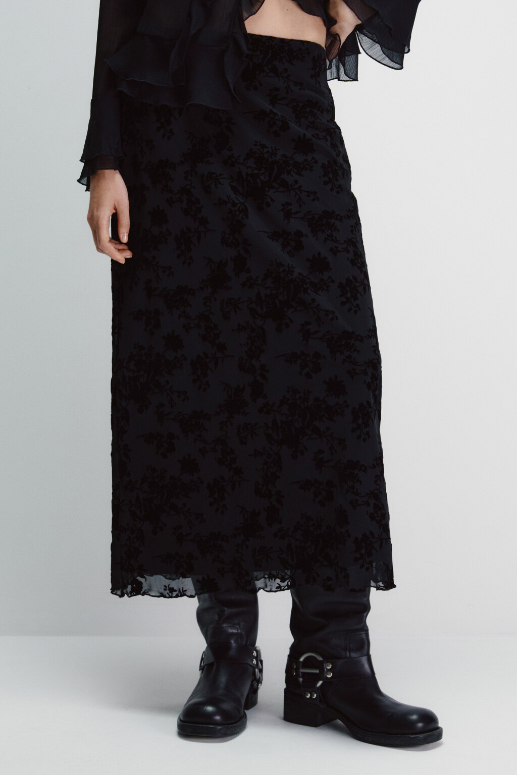 Юбка-годе с фактурным принтом - цвет черный - 2