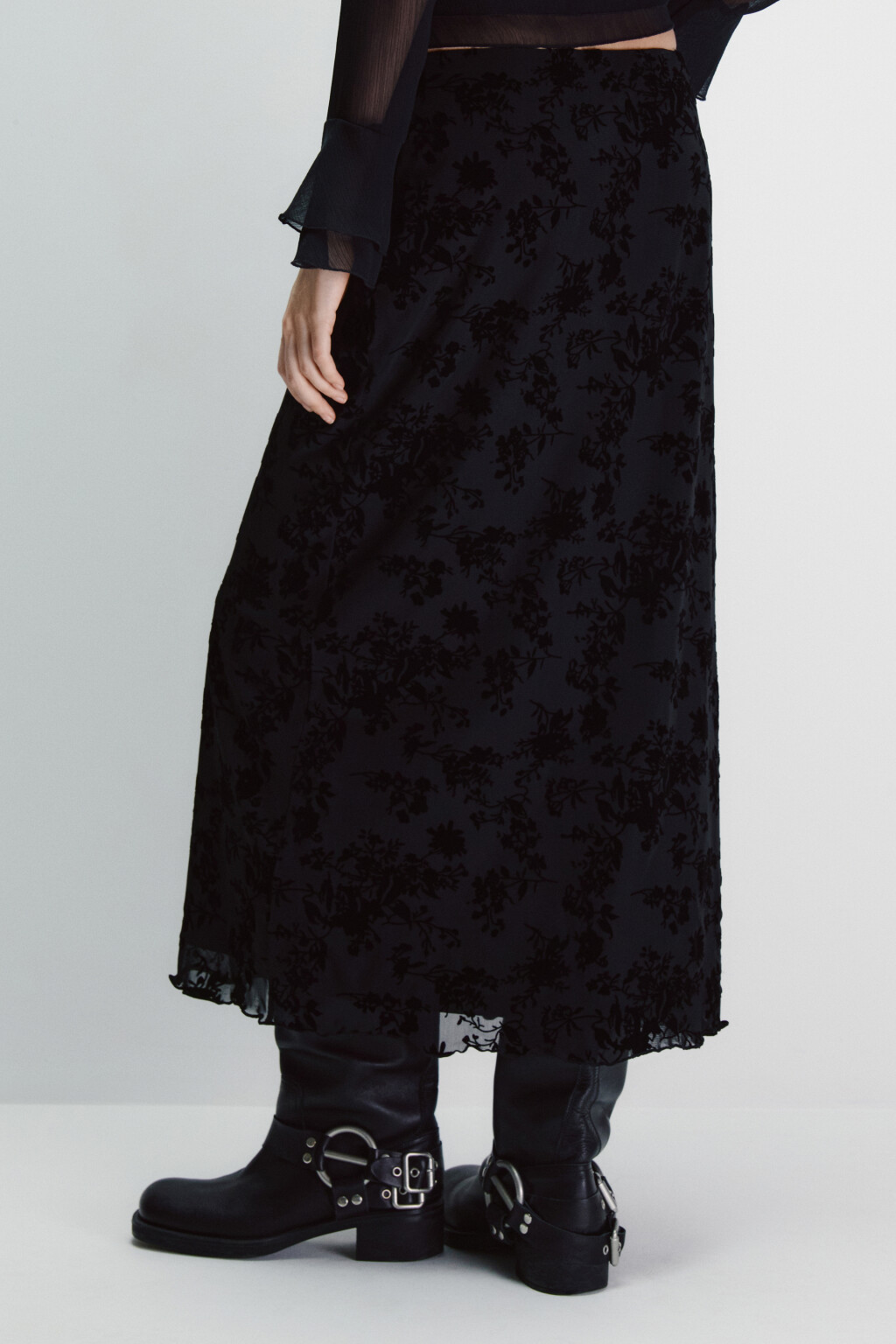 Юбка-годе с фактурным принтом - цвет черный - 3