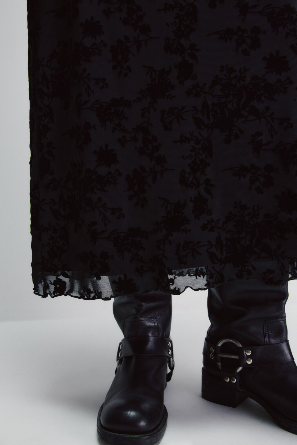 Юбка-годе с фактурным принтом - цвет черный - 6