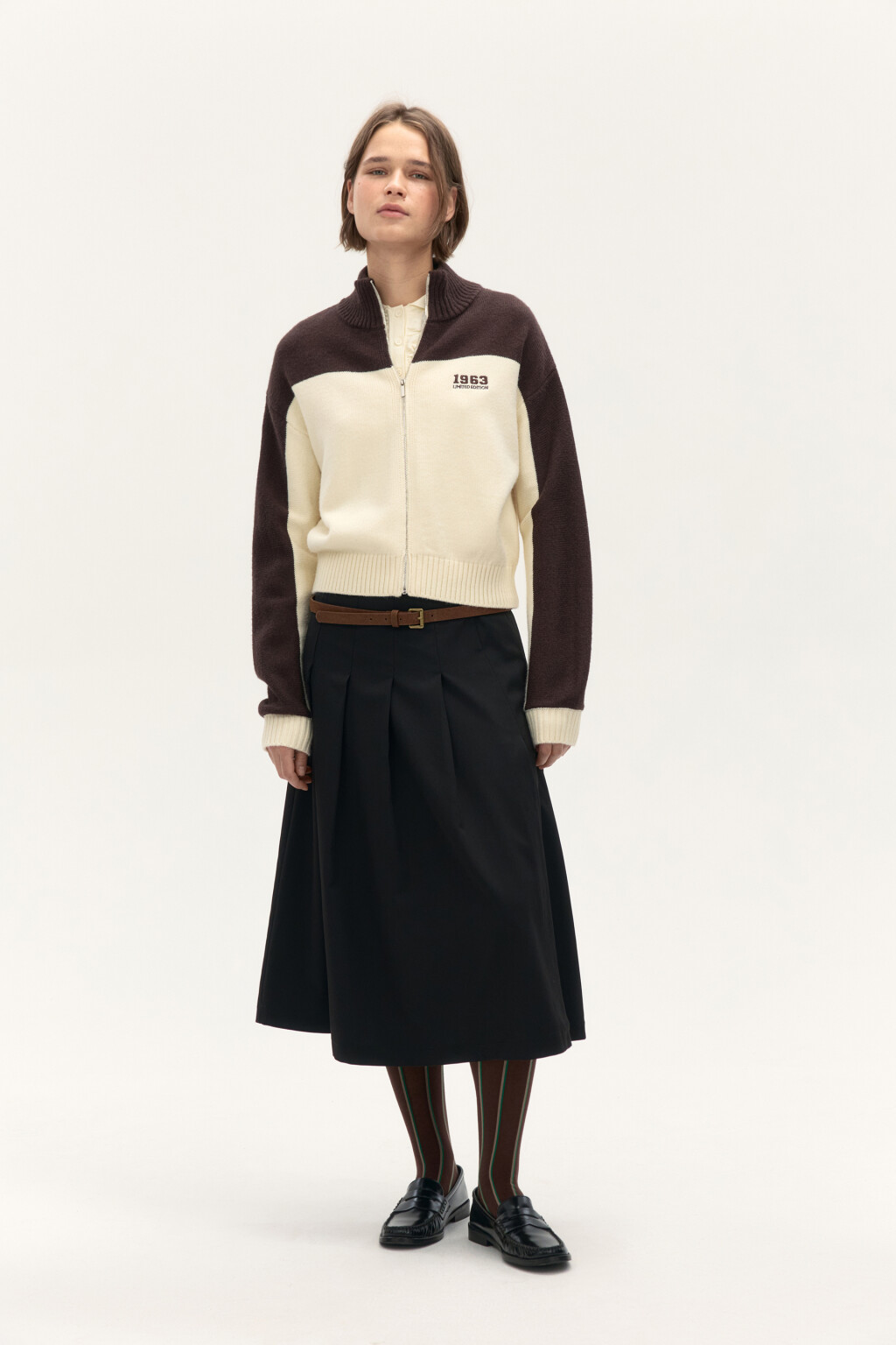 Юбка миди в складку с разрезом - цвет черный - 5