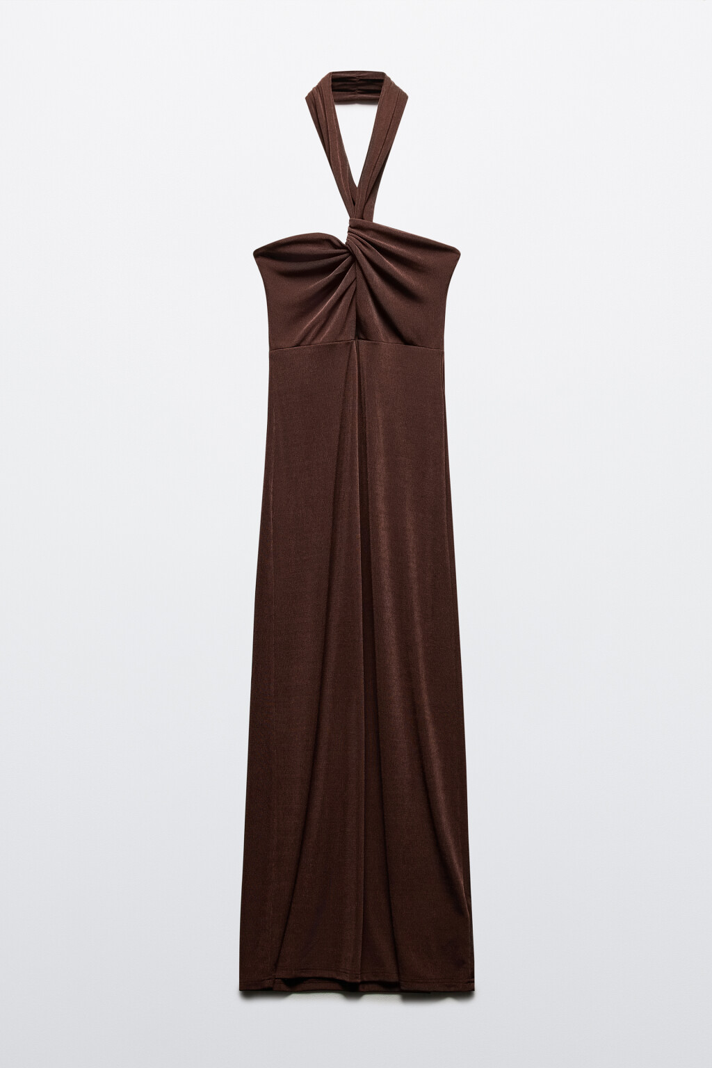 Платье макси с асимметричным лифом - цвет коричневый - 8