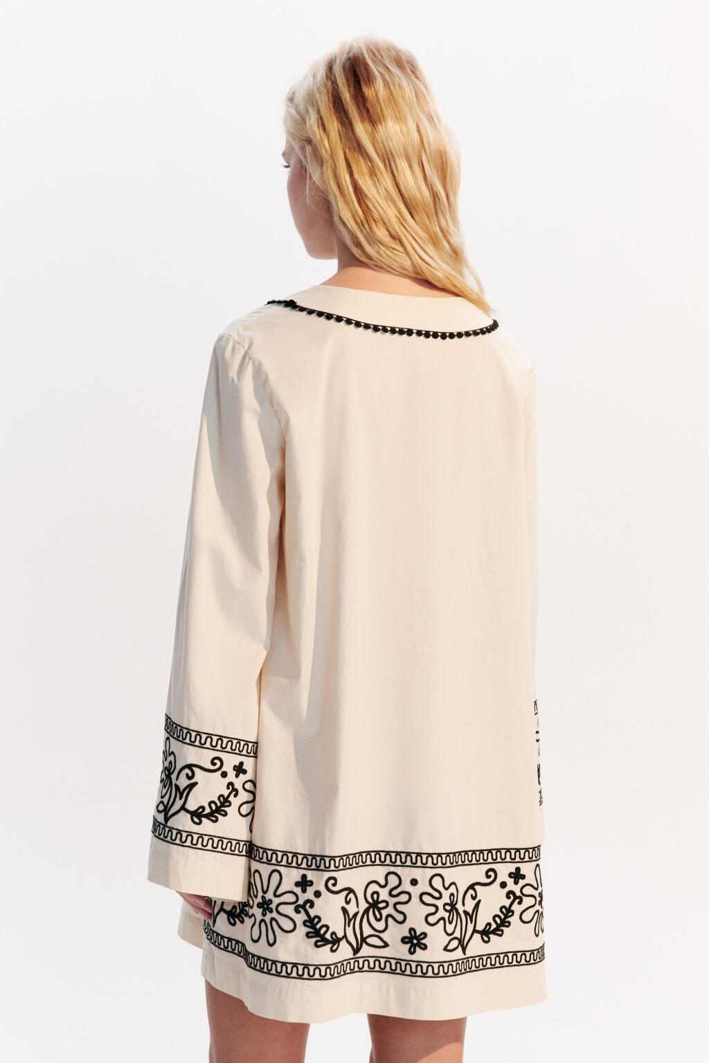 Платье хлопковое в этническом стиле - цвет бежевый - 4