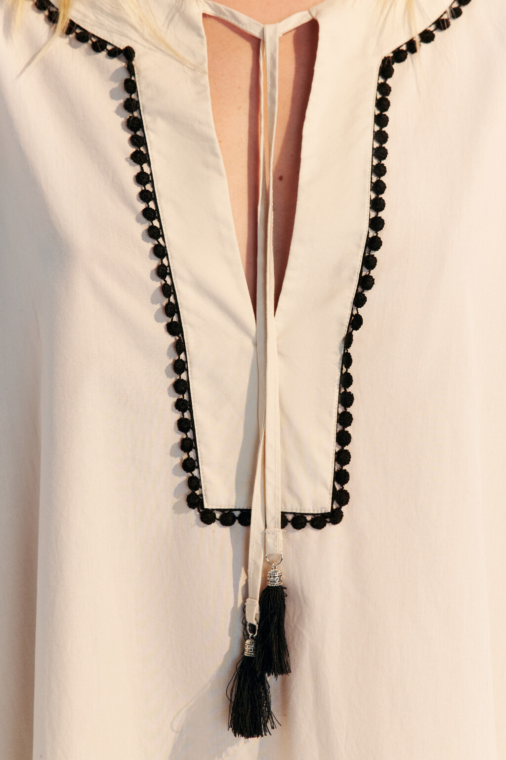 Платье хлопковое в этническом стиле - цвет бежевый - 6