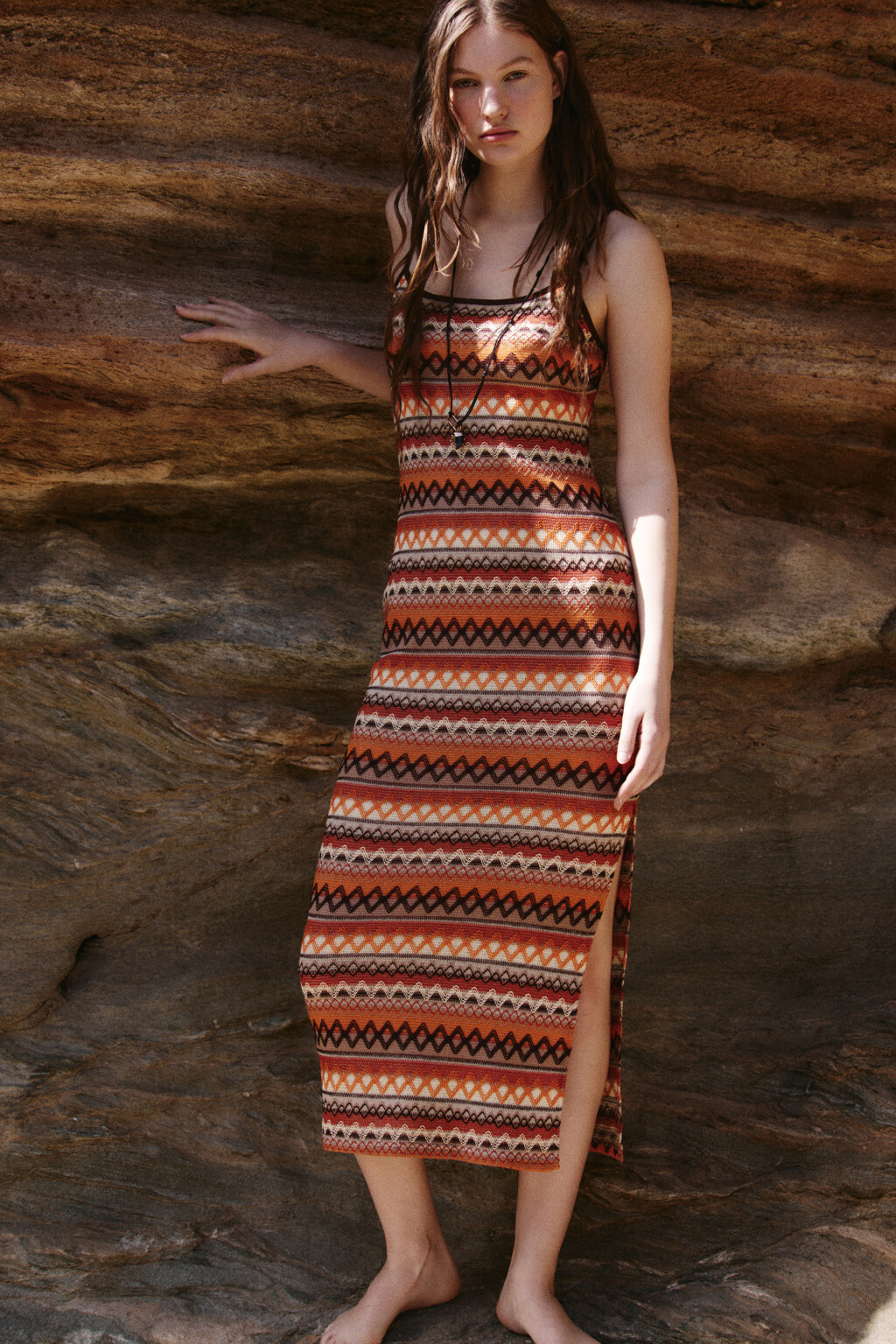 Платье макси облегающее ажурное - цвет мультиколор - 8